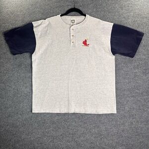 Vintage St Louis Cardinals Mens Henley Shirt Short Sleeve Size Xl Logo Embroider